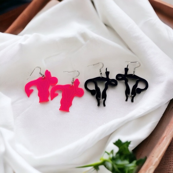 “My Body My Choice” Earrings - Feminist Statement Earrings, Brand New, Uterus - Picture 8 of 9